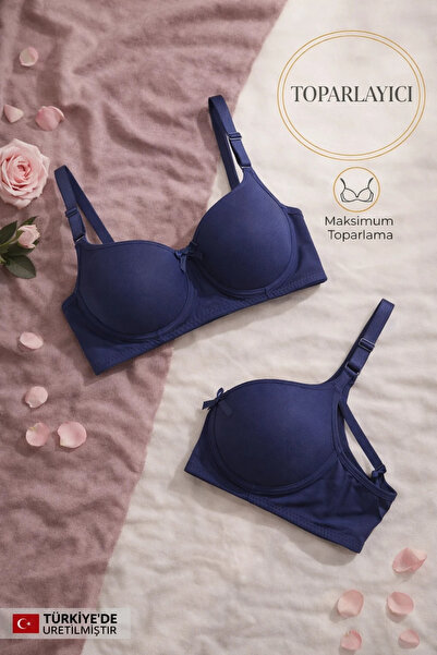 WINNERAIN Women's Navy Blue Gathering Unpadded Underwire Bra