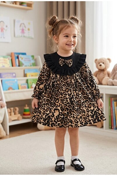 RÜYA KİDS Girl's leopard print dress with bow detail