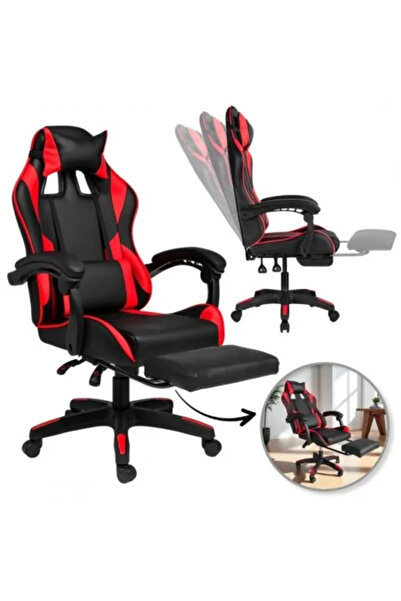 JollyMag Μαύρο-Κόκκινο Καρέκλα Gaming με Οσφυϊκή Υποστήριξη και Υποπόδιο