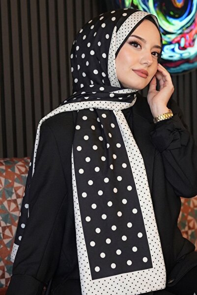 AFVENTE Черен мек памучен шал на точки