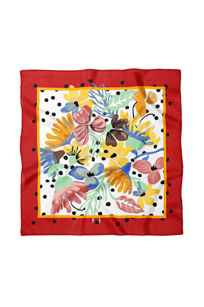 Sultan İpek Çiçek Desenli Fular / Bandana 50x50cm