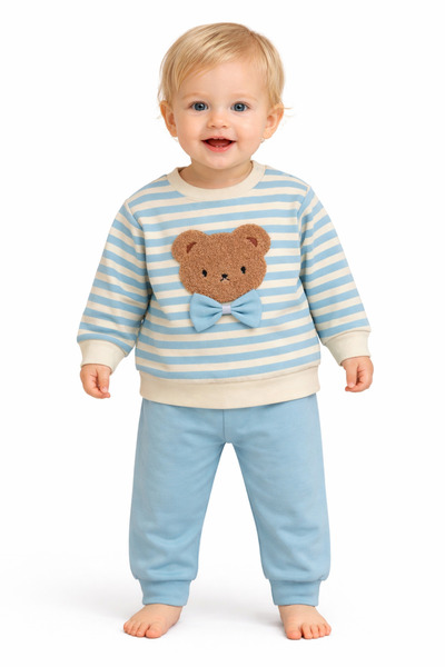 Zuff Baby ERKEK BEBEK ÇİZGİLİ AYI İKİLİ ALT ÜST TAKIM 1245210