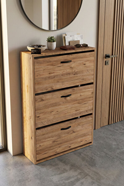 GOLDFALEZ Ayakkabılık 3 Düşer Kapaklı 6 Bölmeli Modern Çok Amaçlı Ayakkabı Do...