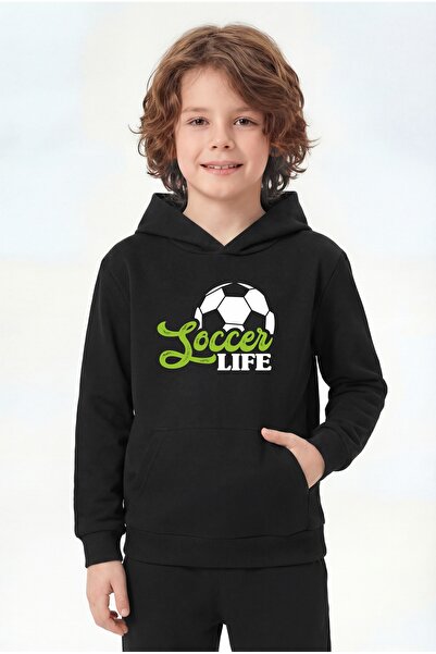 FYK COLLECTİON Hooded Kangaroo Pocket Sweatshirt for Boys with Print Detail