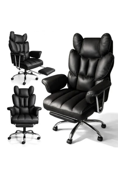 JollyMag Μαύρη καρέκλα γραφείου με υποπόδιο