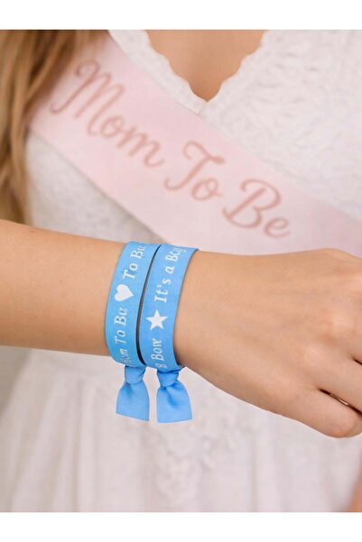 Parti Adresi Baby Shower Bileklik Seti – Mom To Be & It's a Boy Yazılı Bilekl...