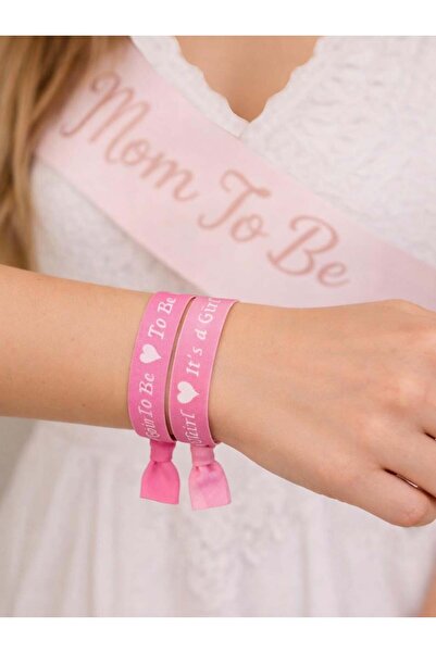 Parti Adresi Baby Shower Bileklik Seti – Mom To Be & It's a Girl Yazılı Bilek...