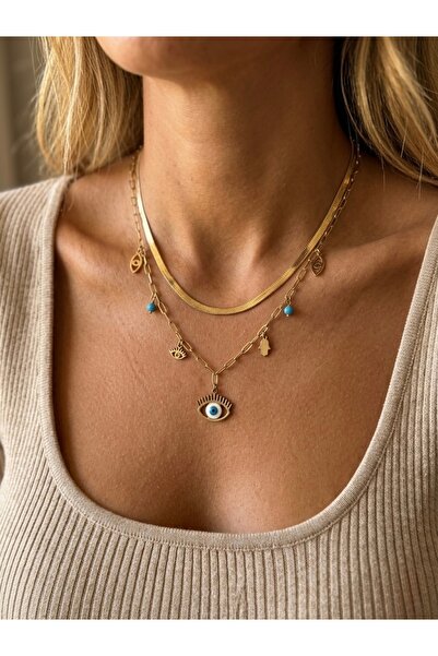 İNN JEWELLERY 316 L Steel Necklace, Tarnish Resistant, with Hypoallergenic Ey...