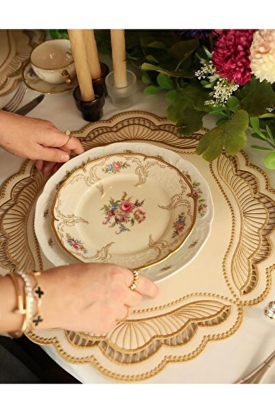 İNCİ ÇEYİZ 1 Piece of Faux Leather with Double-Sided Use and Embroidered Deta...