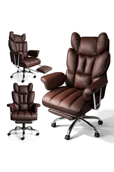 JollyMag Σκούρα καφέ καρέκλα γραφείου με υποπόδιο