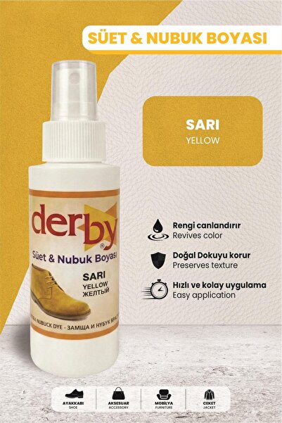 Derby Sarı Süet Nubuk Renk Yenileyici Sprey 100 ML – Ayakkabı & Çanta Boyası