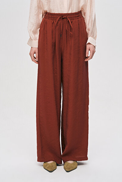 Orfeo Negro Women's Solid Color Palazzo Trousers with Elastic Waist