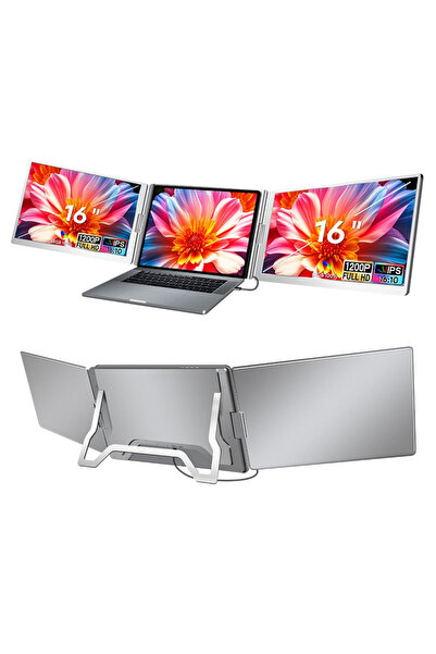 ULTRAX 16" İkili Taşınabilir Monitör Çoklu Ekran 1200p Fhd Ips Sabit Notebook...
