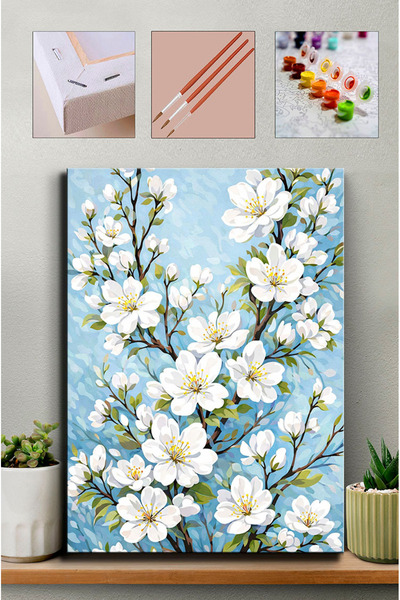 Carmen Sayılarla Boyama Seti - Beyaz Çiçekler