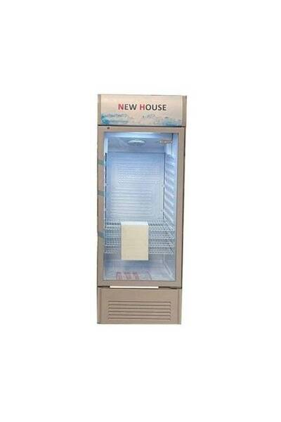 NEW HOUSE ثلاجة عرض بباب زجاجي فضي طراز LG-280 بطول 10.2 قدم