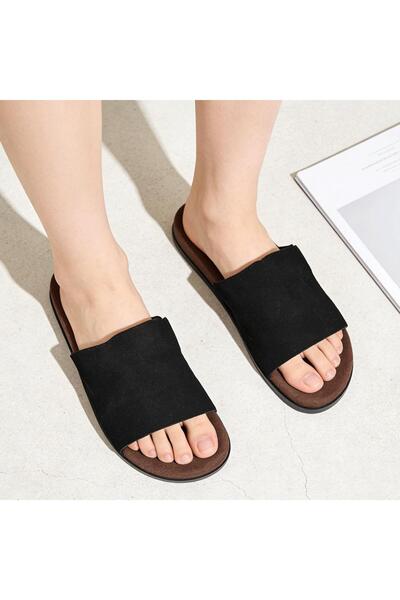 Tmall Γυναικείες Παντόφλες Casual, Γνήσιο Δέρμα, PD1103, Μαύρο