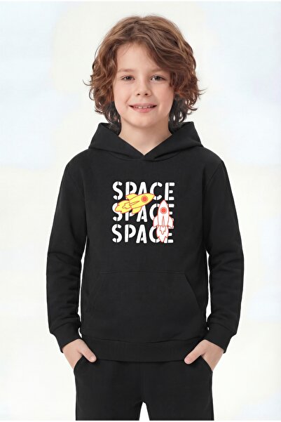 FYK COLLECTİON Hooded Kangaroo Pocket Sweatshirt for Boys with Print Detail