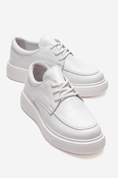 LuviShoes Γυναικεία casual παπούτσια MAREON White Skin από γνήσιο δέρμα με κο...