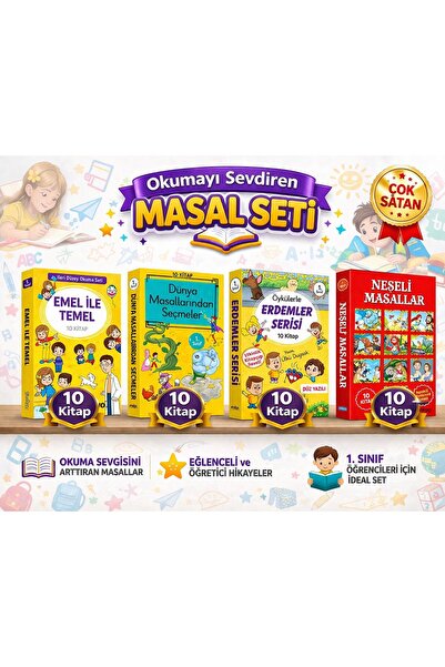 Yuva Yayınları 1. Sınıf Hikaye Seti 4 set 40 Kitap Şeffaf ayraç ve bez çanta ...