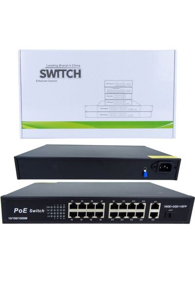 IRONSTAR 16+2 Port+1 Sfp 10/100/1000 Poe Switch / Used for Ip Cameras
