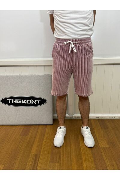 PEMBE KURDALE Waterway Striped Fabric Shorts with Back Pocket Detail Unisex S...