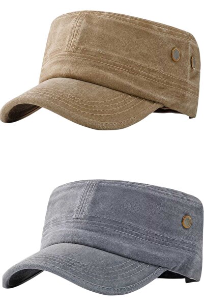 Uniquetrenders Set de 2 pălării unisex, vintage, 100% bumbac, tip Castro