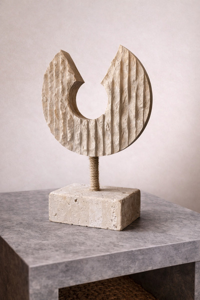 PEARL Doğal Traverten Obje – Modern Minimal Masa Üstü Biblo