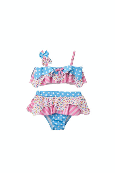 Minipodyum Set bikini pentru fete cu detaliu fundita si tampoane igienice cu ...