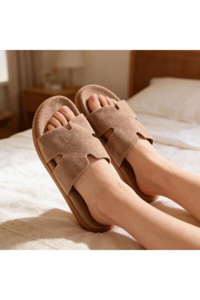 Tmall Women's Casual Slippers, Genuine Leather, PD1104, Khaki