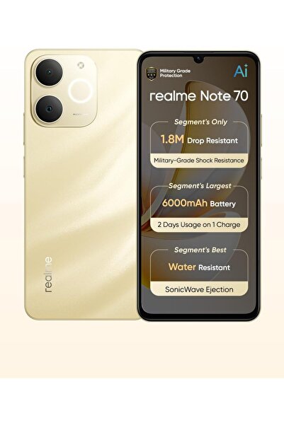 realme Note 70 4G Dual SIM 4GB RAM 128GB ROM Beach Gold - Middle East Version