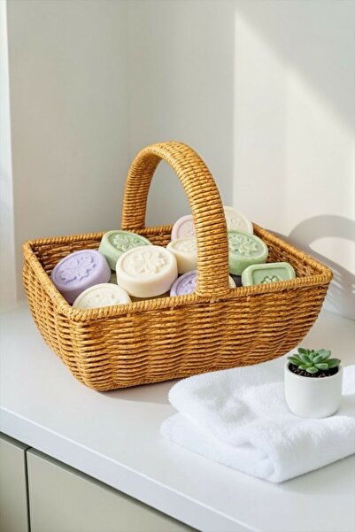 Bereketli Store Samah Dikdörtgen Kulplu Hasır Sepet | Kahverengi Dekoratif ve...