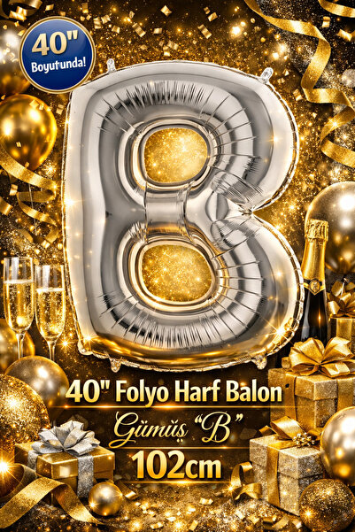 40" Folyo Harf 102cm "B" Silver / Gümüş