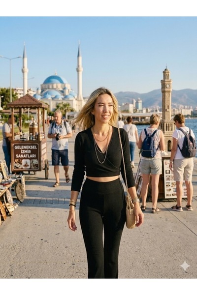 aryam butik Set de două piese pentru femei, tip camisolă, cu guler dublu și c...