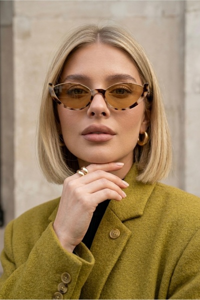 Chunky Frame Edda Noir Women's Cat Eye Trend Leopard Gold Framed Ultra Light ...