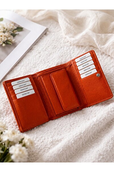 DERKON Stylish Medium Size Genuine Leather Women's Wallet, Gift