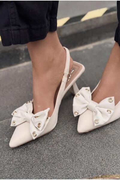 I Love Shoes Delvonis Stiletto Beige Satin with Bow Detail