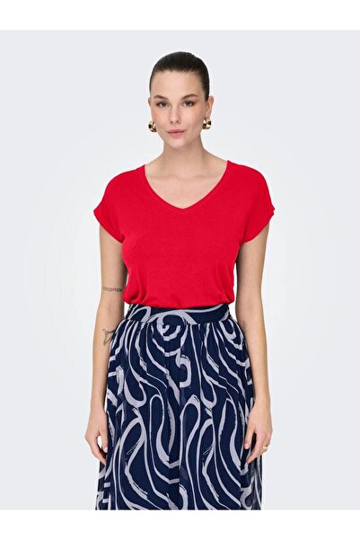 ONLY Women's Onlrilla S/S V-Neck Top Jrs O15315776-4965581