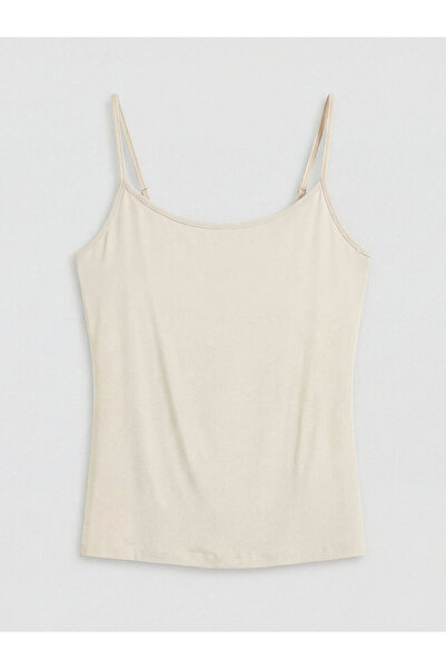LC Waikiki Gray U-Neck Women's Tank Top with String Straps from Güli̇s Gi̇yi̇m