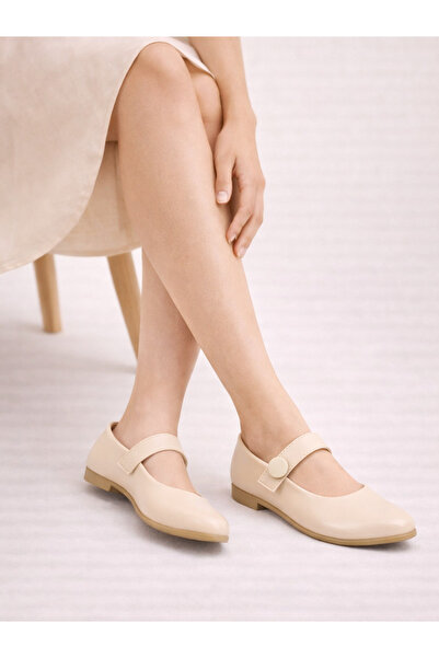 Wordex İMJ 1610 Καθημερινά γυναικεία παπούτσια μπαλαρίνας με ζώνη και κουμπιά...