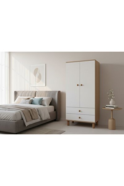 Cozibo Oslo 2 Kapılı 2 Çekmeceli Dolap - Çok Amaçlı Dolap - Giysi Dolabı