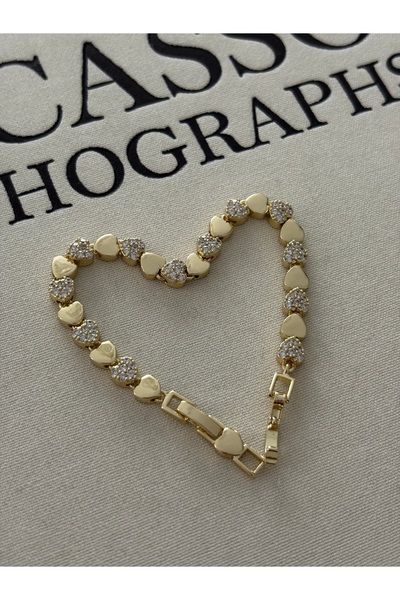 olvera shine Cm Jewellery-Heart and Stone Gold Bracelet/Does Not Tarnish/17+2 cm