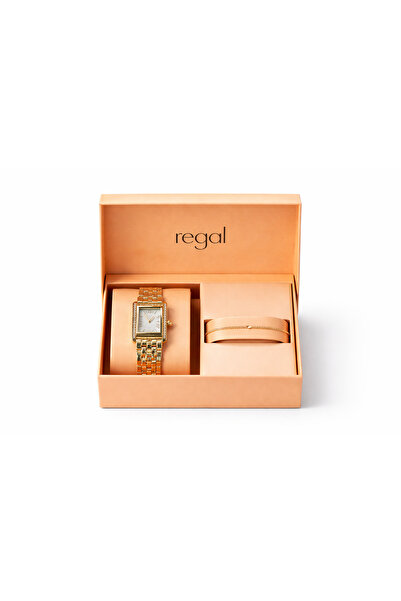 Regal Women's Gift Set – Elegant Gold Watch + Bracelet, Box Included