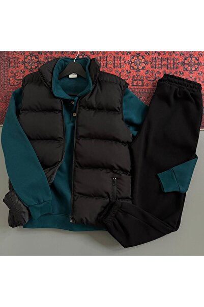 WENMİNG Men's 3 Threaded Tracksuit Set with Button Collar Vest, 3-Piece Full ...