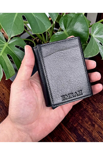 YNS LEATHER Erkek Hakiki Deri Mekanizmalı Kartlık Cüzdan İsim Baskılı