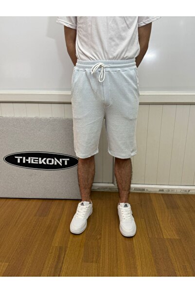 THEKONT Waterway Striped Fabric Shorts with Back Pocket Detail Unisex Shorts