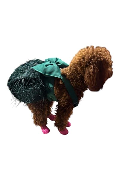 ZIGGYDOG Green Small Breed Dog Dress with Giant Bow and Stylish Tassels