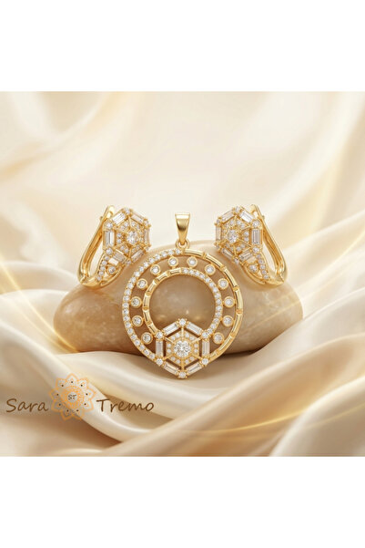 SaraTremo Crown of the Empire – Jewelry Set Plated with 14K Gold with Zirconi...