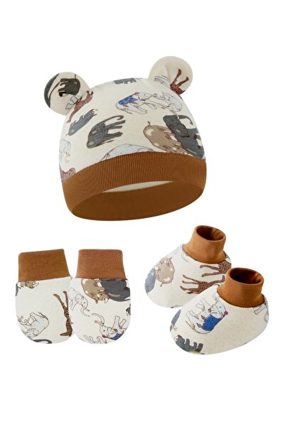 Bambimici مجموعة قبعة وقفازات وجوارب مريحة للأطفال - متعددة الألوان - من 0 أش...