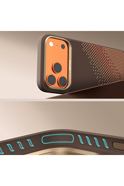 Raptic iPhone 17 Pro Max Uyumlu Kılıf M-safe Özellikli Aramid Dual Serenity Serisi Kapak Kahverengi