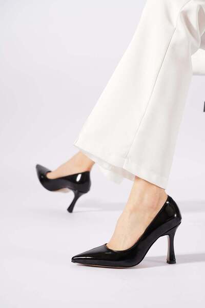 Moda Pie حذاء نسائي من Rotes بكعب رفيع ومرآة، مصنوع من الجلد الطبيعي من الداخ...